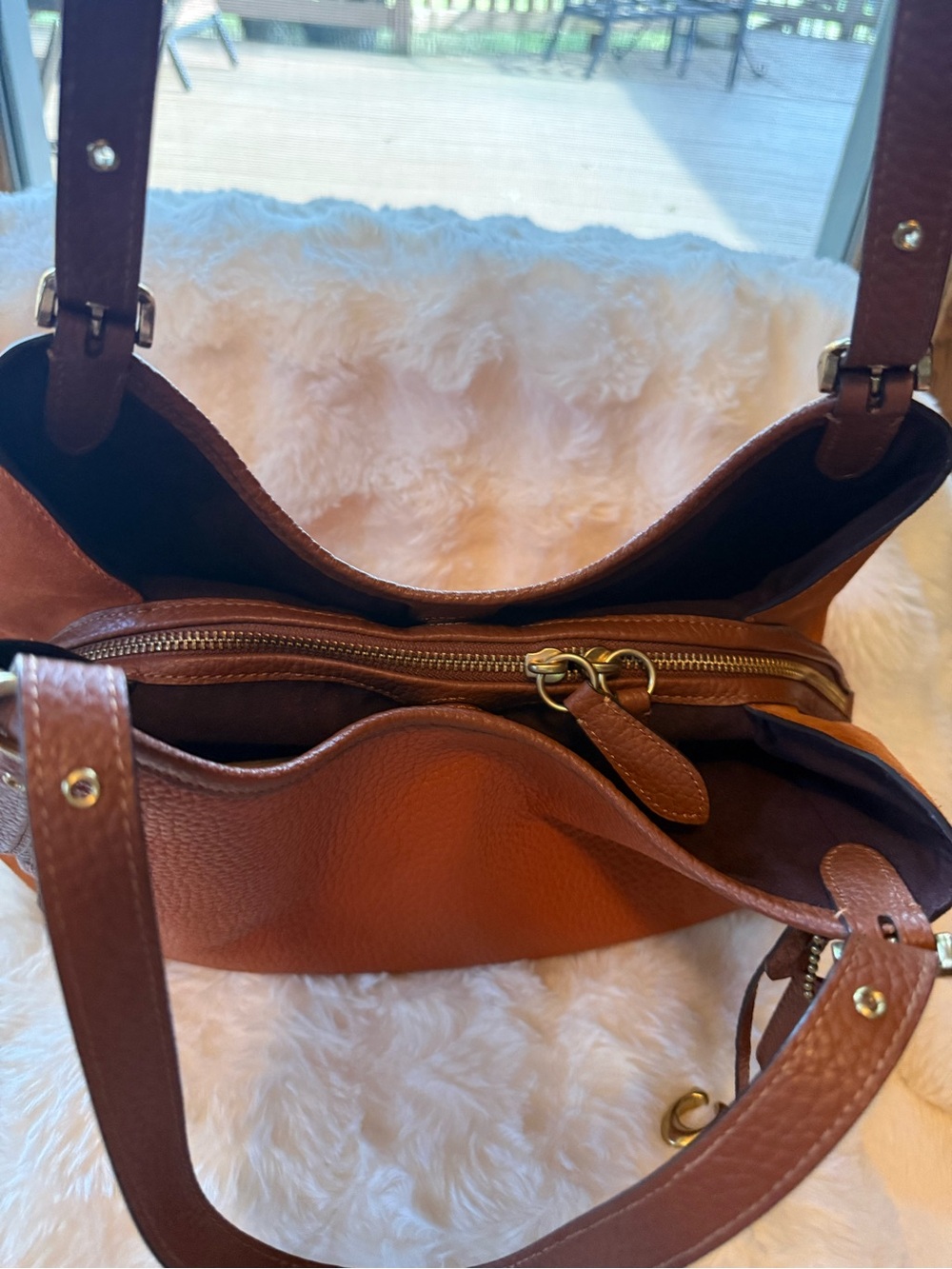 Coach Lori Bag Pebbled Leather Shoulder Bag in Cognac & Saddle Brown - Canyon - Picture 7 of 16